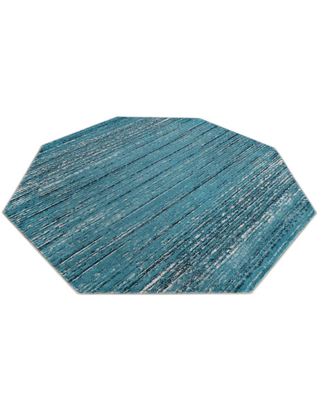 Blue 7' x 7' Oasis Octagon Area Rug 65% Polypropylene & 35% Polyester Contemporary Carpet for Living Rooms, Bedroom, Kitchen, Dining, Office for Sale at Rug Engine
