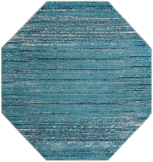 Blue 7' x 7' Oasis Octagon Area Rug 65% Polypropylene & 35% Polyester Contemporary Carpet for Living Rooms, Bedroom, Kitchen, Dining, Office for Sale at Rug Engine