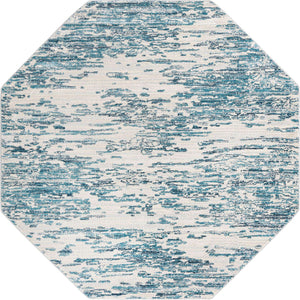 Blue 7' x 7' Oasis Octagon Area Rug 65% Polypropylene & 35% Polyester Contemporary Carpet for Living Rooms, Bedroom, Kitchen, Dining, Office for Sale at Rug Engine