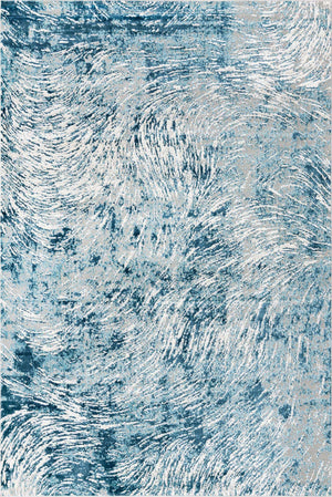 Blue 7' x 10' Oasis Rectangle Area Rug 65% Polypropylene & 35% Polyester Contemporary Carpet for Living Rooms, Bedroom, Kitchen, Dining, Office for Sale at Rug Engine