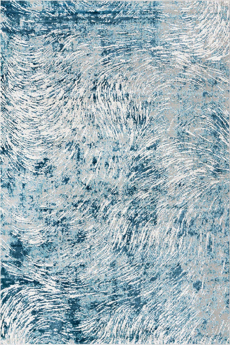Blue 7' x 10' Oasis Rectangle Area Rug 65% Polypropylene & 35% Polyester Contemporary Carpet for Living Rooms, Bedroom, Kitchen, Dining, Office for Sale at Rug Engine