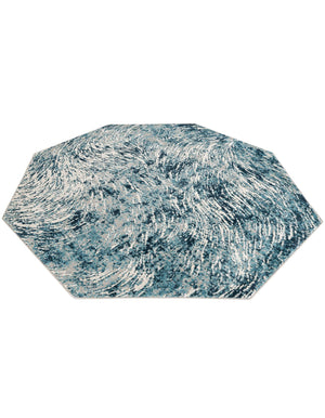 Blue 7' x 7' Oasis Octagon Area Rug 65% Polypropylene & 35% Polyester Contemporary Carpet for Living Rooms, Bedroom, Kitchen, Dining, Office for Sale at Rug Engine