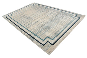 Blue 7' x 10' Oasis Rectangle Area Rug 65% Polypropylene & 35% Polyester Contemporary Carpet for Living Rooms, Bedroom, Kitchen, Dining, Office for Sale at Rug Engine