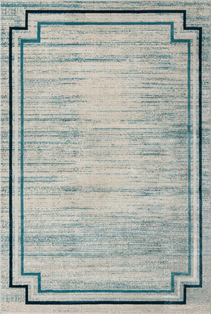 Blue 7' x 10' Oasis Rectangle Area Rug 65% Polypropylene & 35% Polyester Contemporary Carpet for Living Rooms, Bedroom, Kitchen, Dining, Office for Sale at Rug Engine