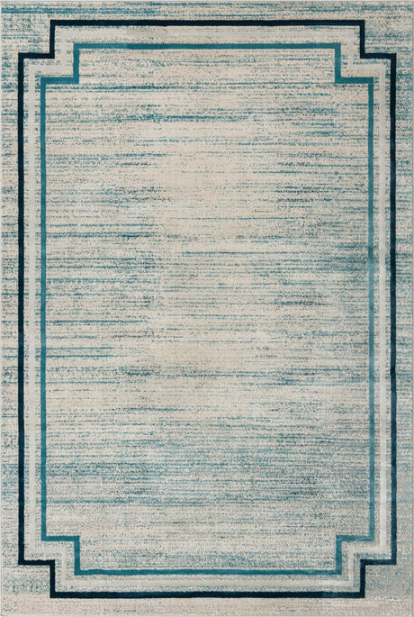 Blue 7' x 10' Oasis Rectangle Area Rug 65% Polypropylene & 35% Polyester Contemporary Carpet for Living Rooms, Bedroom, Kitchen, Dining, Office for Sale at Rug Engine