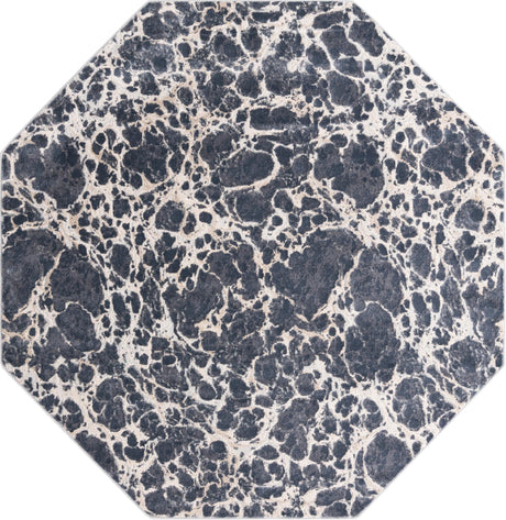 Gray 7' x 7' Oasis Octagon Area Rug 65% Polypropylene & 35% Polyester Contemporary Carpet for Living Rooms, Bedroom, Kitchen, Dining, Office for Sale at Rug Engine