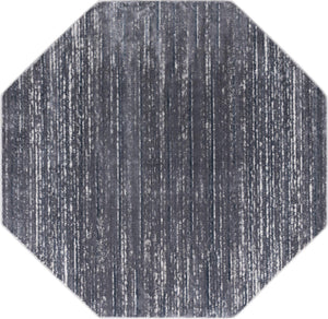 Gray 7' x 7' Oasis Octagon Area Rug 65% Polypropylene & 35% Polyester Contemporary Carpet for Living Rooms, Bedroom, Kitchen, Dining, Office for Sale at Rug Engine