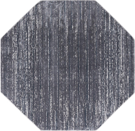 Gray 7' x 7' Oasis Octagon Area Rug 65% Polypropylene & 35% Polyester Contemporary Carpet for Living Rooms, Bedroom, Kitchen, Dining, Office for Sale at Rug Engine