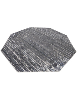 Gray 7' x 7' Oasis Octagon Area Rug 65% Polypropylene & 35% Polyester Contemporary Carpet for Living Rooms, Bedroom, Kitchen, Dining, Office for Sale at Rug Engine