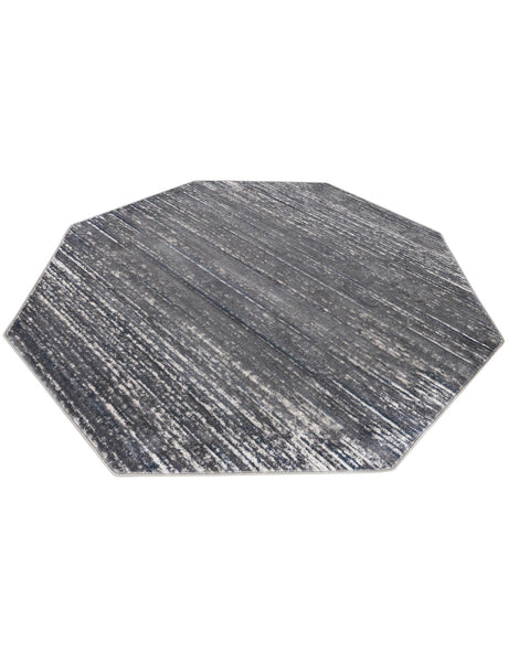 Gray 7' x 7' Oasis Octagon Area Rug 65% Polypropylene & 35% Polyester Contemporary Carpet for Living Rooms, Bedroom, Kitchen, Dining, Office for Sale at Rug Engine