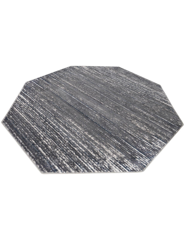 Gray 7' x 7' Oasis Octagon Area Rug 65% Polypropylene & 35% Polyester Contemporary Carpet for Living Rooms, Bedroom, Kitchen, Dining, Office for Sale at Rug Engine