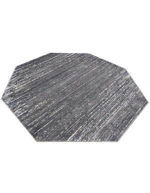 Gray 7' x 7' Oasis Octagon Area Rug 65% Polypropylene & 35% Polyester Contemporary Carpet for Living Rooms, Bedroom, Kitchen, Dining, Office for Sale at Rug Engine