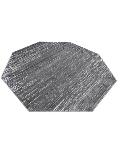 Gray 7' x 7' Oasis Octagon Area Rug 65% Polypropylene & 35% Polyester Contemporary Carpet for Living Rooms, Bedroom, Kitchen, Dining, Office for Sale at Rug Engine