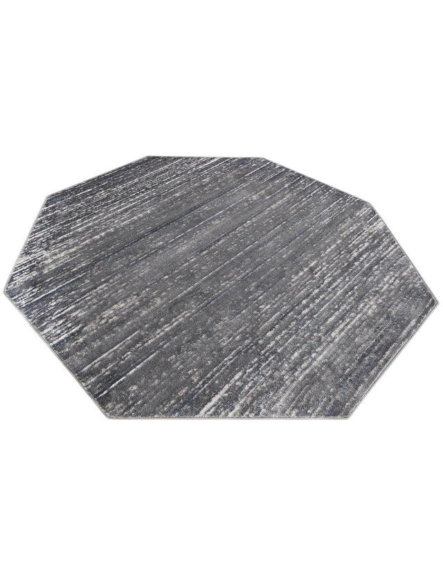 Gray 7' x 7' Oasis Octagon Area Rug 65% Polypropylene & 35% Polyester Contemporary Carpet for Living Rooms, Bedroom, Kitchen, Dining, Office for Sale at Rug Engine