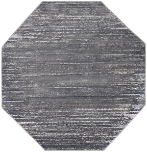 Gray 7' x 7' Oasis Octagon Area Rug 65% Polypropylene & 35% Polyester Contemporary Carpet for Living Rooms, Bedroom, Kitchen, Dining, Office for Sale at Rug Engine