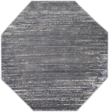 Gray 7' x 7' Oasis Octagon Area Rug 65% Polypropylene & 35% Polyester Contemporary Carpet for Living Rooms, Bedroom, Kitchen, Dining, Office for Sale at Rug Engine