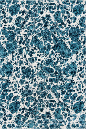 Blue 7' x 10' Oasis Rectangle Area Rug 65% Polypropylene & 35% Polyester Contemporary Carpet for Living Rooms, Bedroom, Kitchen, Dining, Office for Sale at Rug Engine