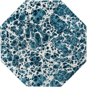 Blue 7' x 7' Oasis Octagon Area Rug 65% Polypropylene & 35% Polyester Contemporary Carpet for Living Rooms, Bedroom, Kitchen, Dining, Office for Sale at Rug Engine