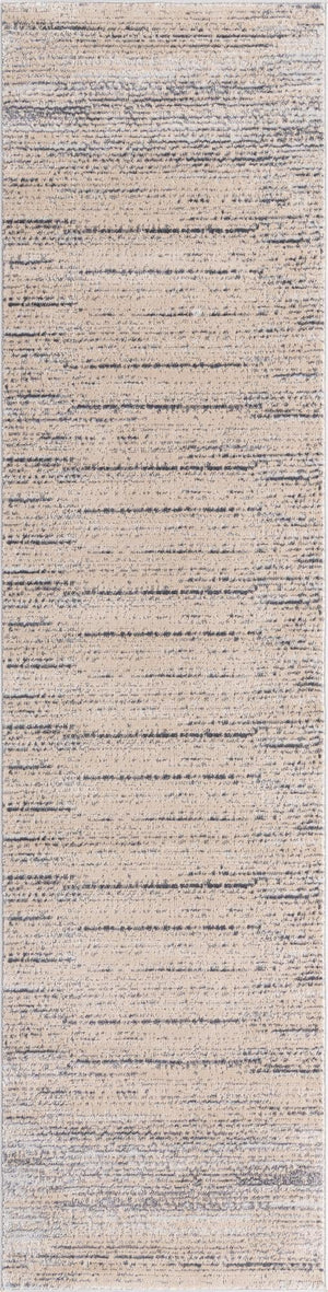 Cream 2' 7 x 10' Oasis Runner Area Rug 65% Polypropylene & 35% Polyester Contemporary Carpet for Living Rooms, Bedroom, Kitchen, Dining, Office for Sale at Rug Engine