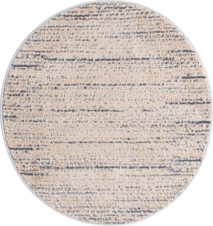 Cream 3' x 3' Oasis Round Area Rug 65% Polypropylene & 35% Polyester Contemporary Carpet for Living Rooms, Bedroom, Kitchen, Dining, Office for Sale at Rug Engine