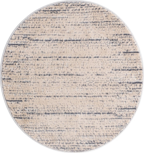 Cream 3' x 3' Oasis Round Area Rug 65% Polypropylene & 35% Polyester Contemporary Carpet for Living Rooms, Bedroom, Kitchen, Dining, Office for Sale at Rug Engine