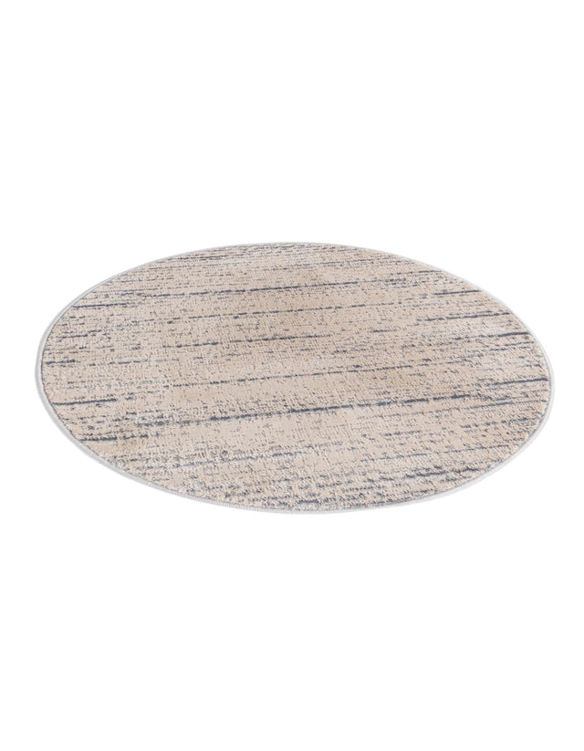 Cream 3' x 3' Oasis Round Area Rug 65% Polypropylene & 35% Polyester Contemporary Carpet for Living Rooms, Bedroom, Kitchen, Dining, Office for Sale at Rug Engine