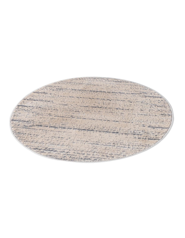 Cream 3' x 3' Oasis Round Area Rug 65% Polypropylene & 35% Polyester Contemporary Carpet for Living Rooms, Bedroom, Kitchen, Dining, Office for Sale at Rug Engine