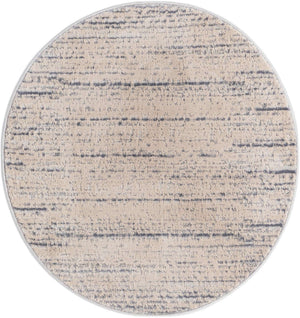 Cream 3' x 3' Oasis Round Area Rug 65% Polypropylene & 35% Polyester Contemporary Carpet for Living Rooms, Bedroom, Kitchen, Dining, Office for Sale at Rug Engine