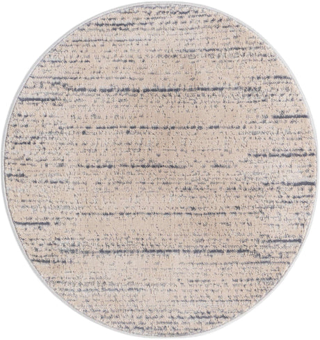 Cream 3' x 3' Oasis Round Area Rug 65% Polypropylene & 35% Polyester Contemporary Carpet for Living Rooms, Bedroom, Kitchen, Dining, Office for Sale at Rug Engine