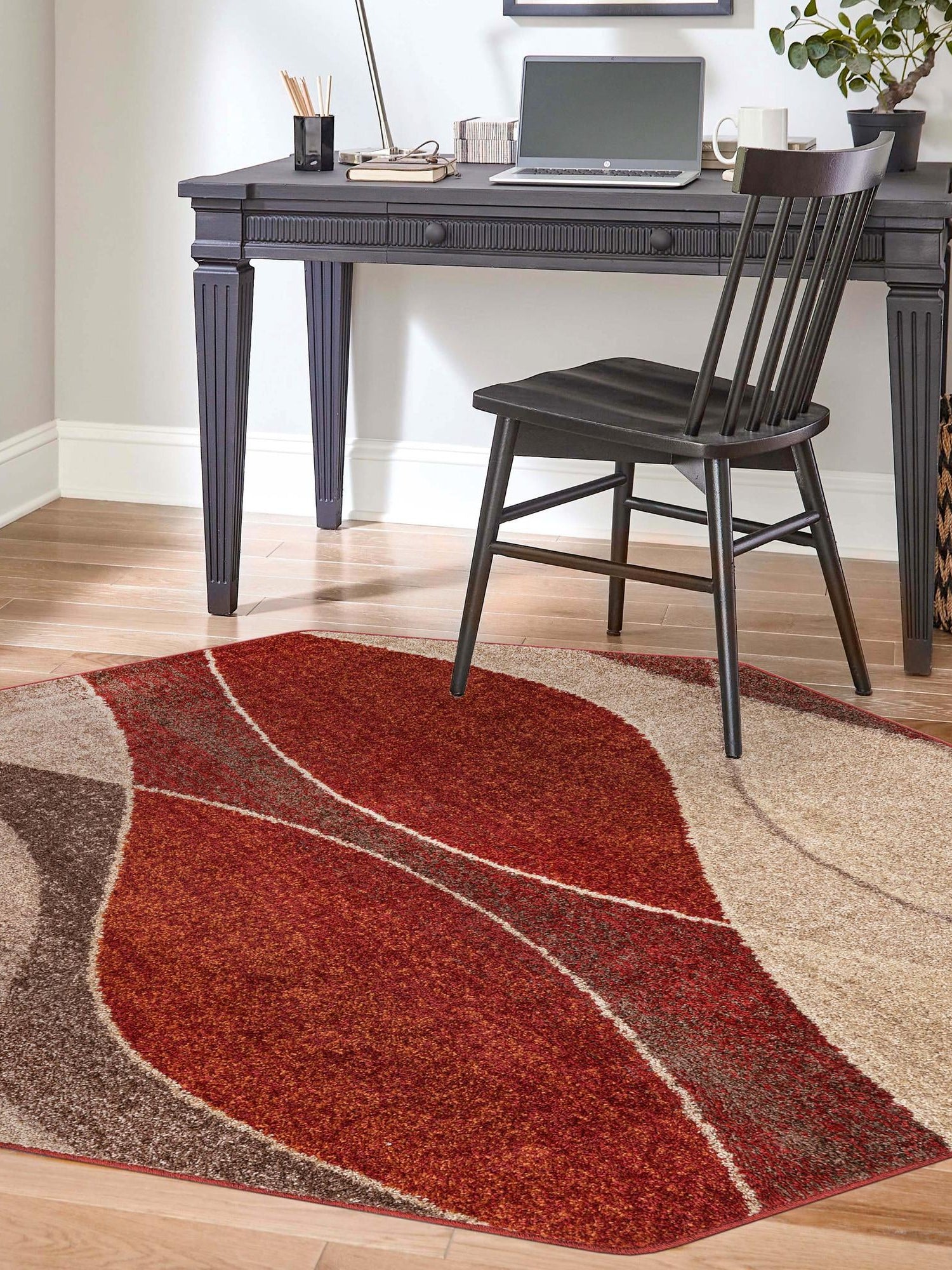 Multicolor 5' 3 x 5' 3 Autumn Octagon Area Rug 100% Polypropylene Durable Jute Backing Living Dining Room Bedroom Office Modern Decor Carpet for Sale at Rug Engine