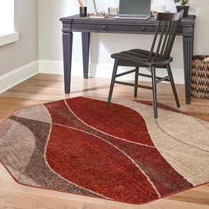 Multicolor 7' 10 x 7' 10 Autumn Octagon Area Rug 100% Polypropylene Durable Jute Backing Living Dining Room Bedroom Office Modern Decor Carpet for Sale at Rug Engine