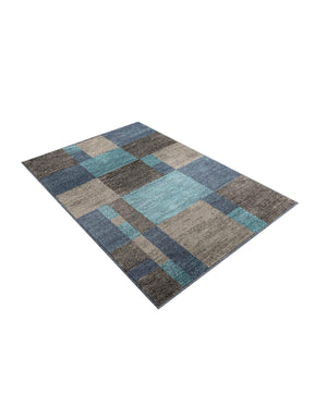 Blue Gray 4' 1 x 6' 1 Autumn Rectangle Area Rug 100% Polypropylene Durable Jute Backing Living Dining Room Bedroom Office Modern Decor Carpet for Sale at Rug Engine