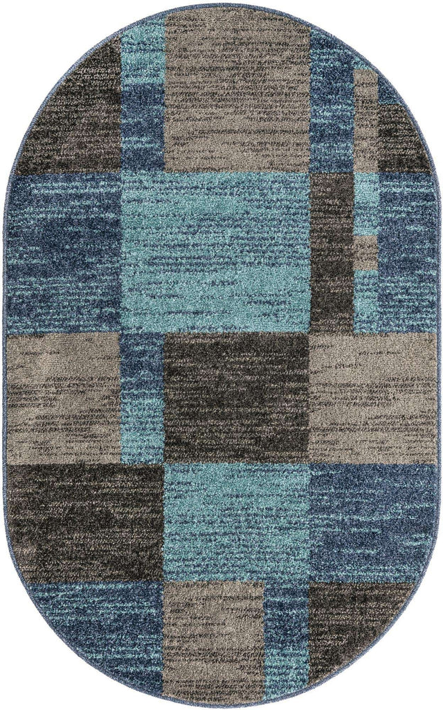 Blue Gray 3' 1 x 5' 3 Autumn Oval Area Rug 100% Polypropylene Durable Jute Backing Living Dining Room Bedroom Office Modern Decor Carpet for Sale at Rug Engine
