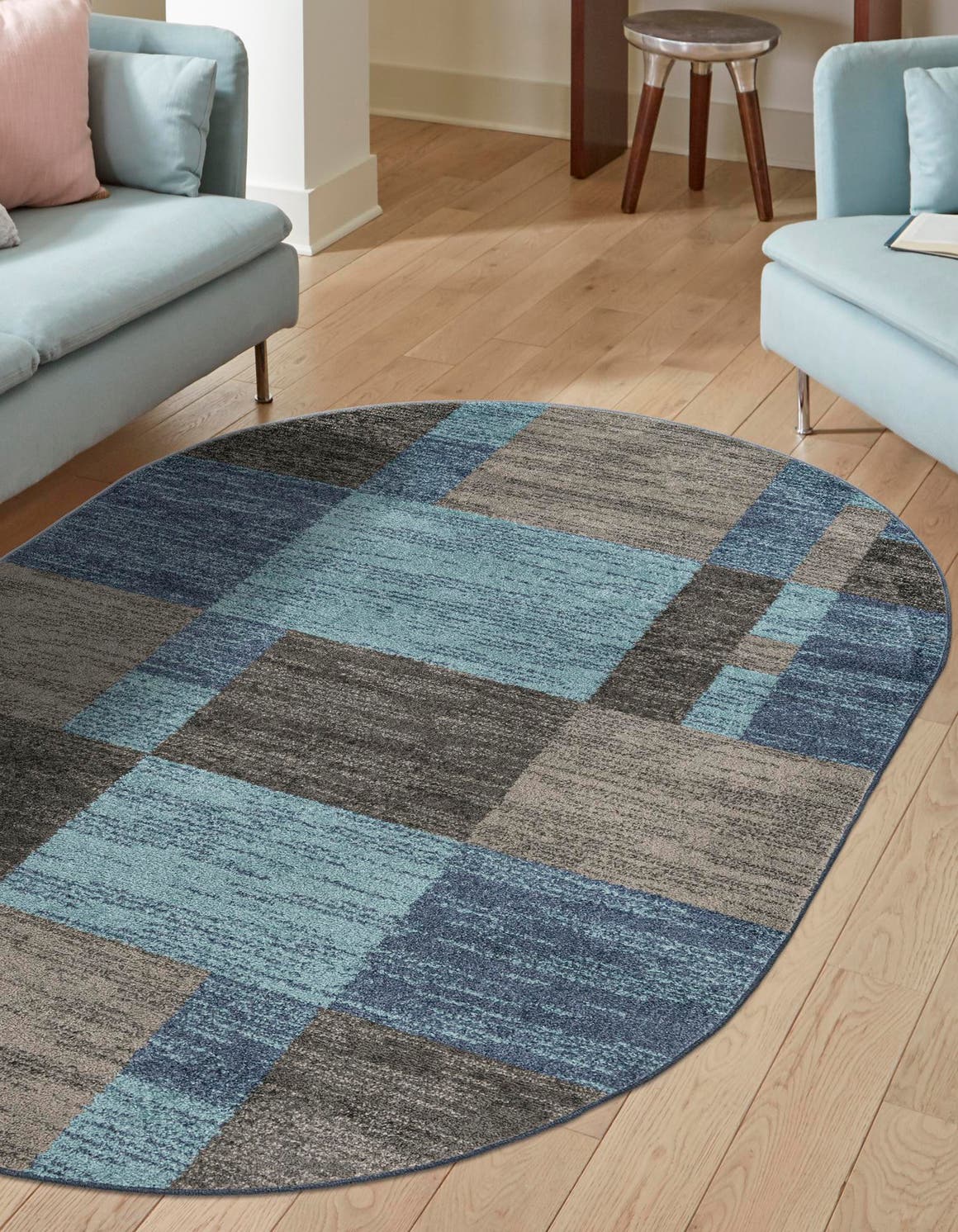 Blue Gray 7' 10 x 10' Autumn Oval Area Rug 100% Polypropylene Durable Jute Backing Living Dining Room Bedroom Office Modern Decor Carpet for Sale at Rug Engine