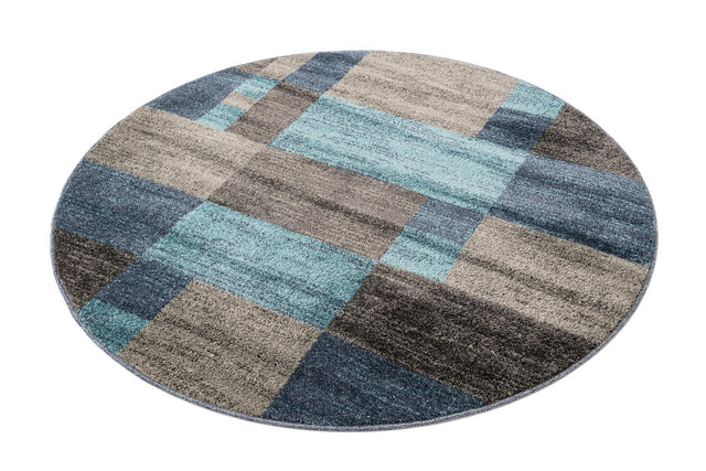 Blue Gray 5' 3 x 5' 3 Autumn Round Area Rug 100% Polypropylene Durable Jute Backing Living Dining Room Bedroom Office Modern Decor Carpet for Sale at Rug Engine