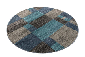 Blue Gray 5' 3 x 5' 3 Autumn Round Area Rug 100% Polypropylene Durable Jute Backing Living Dining Room Bedroom Office Modern Decor Carpet for Sale at Rug Engine