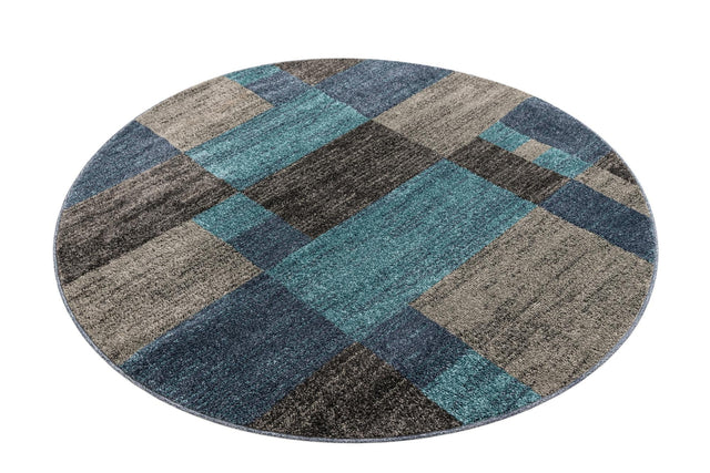 Blue Gray 5' 3 x 5' 3 Autumn Round Area Rug 100% Polypropylene Durable Jute Backing Living Dining Room Bedroom Office Modern Decor Carpet for Sale at Rug Engine