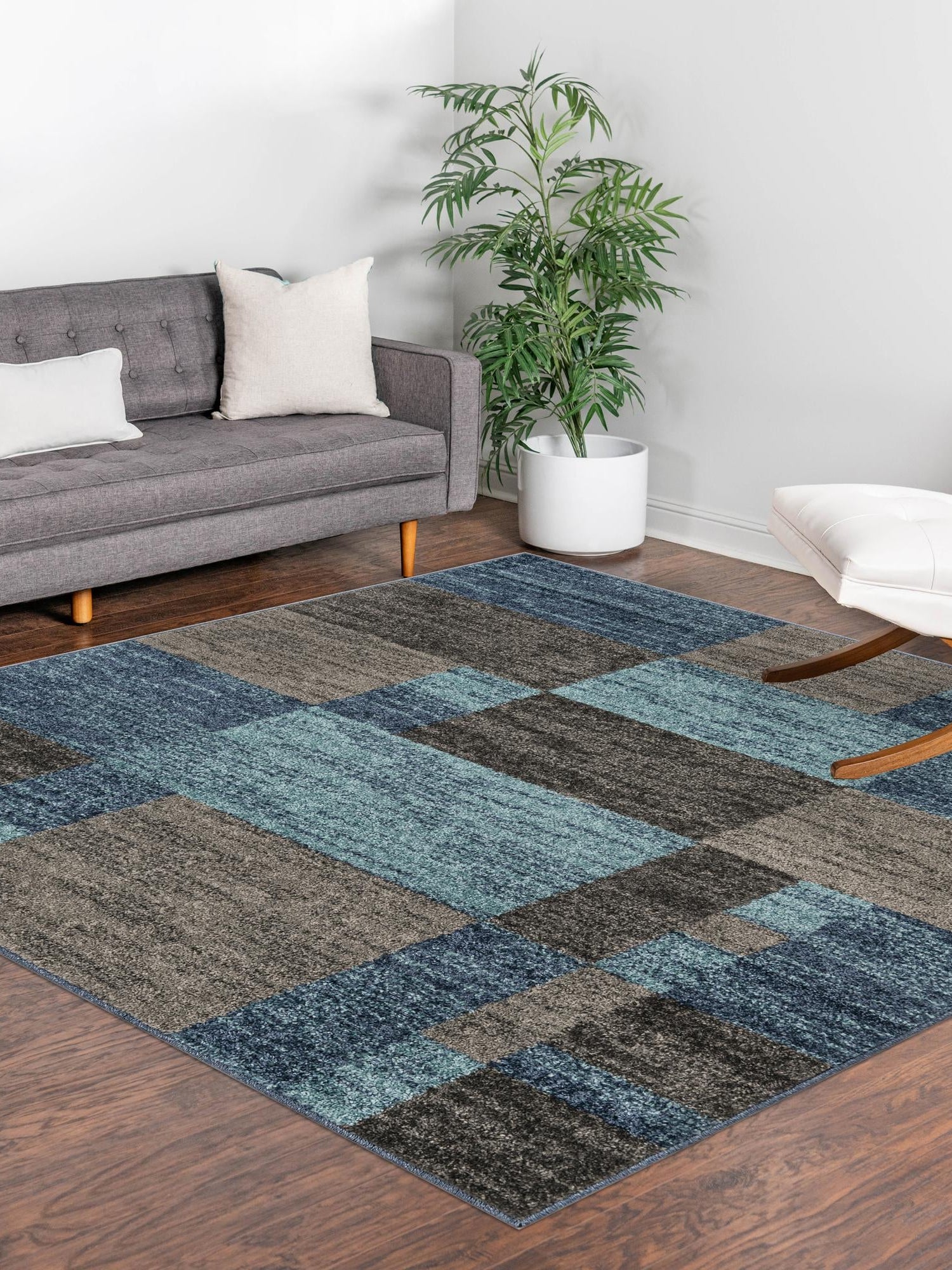 Blue Gray 7' 10 x 7' 10 Autumn Square Area Rug 100% Polypropylene Durable Jute Backing Living Dining Room Bedroom Office Modern Decor Carpet for Sale at Rug Engine