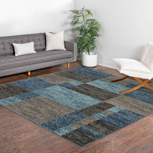 Blue Gray 7' 10 x 7' 10 Autumn Square Area Rug 100% Polypropylene Durable Jute Backing Living Dining Room Bedroom Office Modern Decor Carpet for Sale at Rug Engine