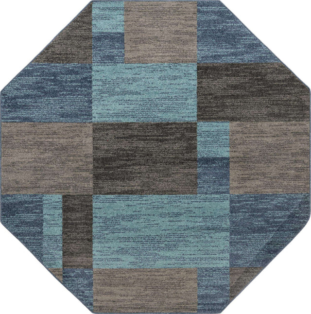 Blue Gray 7' 10 x 7' 10 Autumn Octagon Area Rug 100% Polypropylene Durable Jute Backing Living Dining Room Bedroom Office Modern Decor Carpet for Sale at Rug Engine