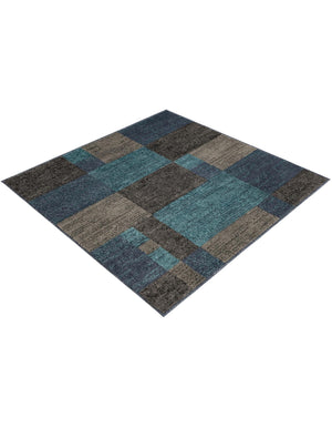 Blue Gray 4' 1 x 4' 1 Autumn Square Area Rug 100% Polypropylene Durable Jute Backing Living Dining Room Bedroom Office Modern Decor Carpet for Sale at Rug Engine