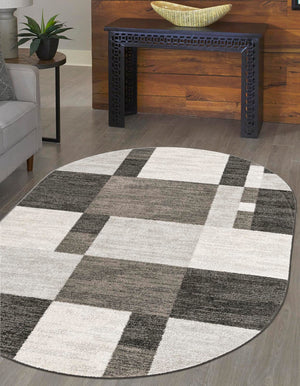 Gray 5' 3 x 8' Autumn Oval Area Rug 100% Polypropylene Durable Jute Backing Living Dining Room Bedroom Office Modern Decor Carpet for Sale at Rug Engine