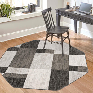 Gray 5' 3 x 5' 3 Autumn Octagon Area Rug 100% Polypropylene Durable Jute Backing Living Dining Room Bedroom Office Modern Decor Carpet for Sale at Rug Engine
