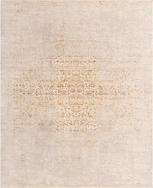 Ivory and Gold 7' 10 x 9' 8 Deepa Rectangle Area Rug 100% Polyester Colorful Modern Contemporary Carpet for Home Decorating Living, Dining, Office & Bedrooms for Sale at Rug Engine