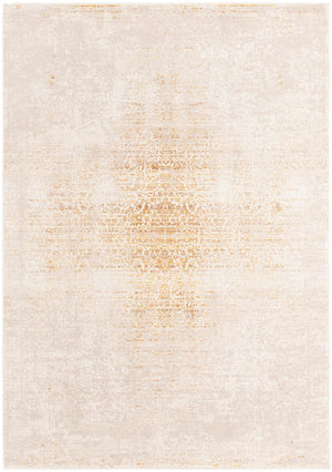 Ivory and Gold 6' x 8' 9 Deepa Rectangle Area Rug 100% Polyester Colorful Modern Contemporary Carpet for Home Decorating Living, Dining, Office & Bedrooms for Sale at Rug Engine
