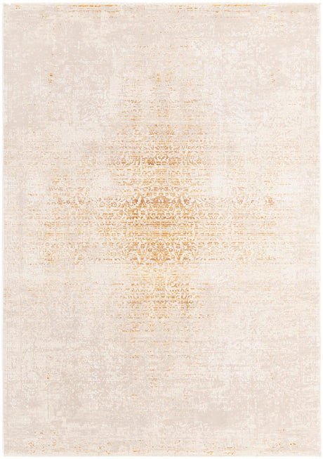 Ivory and Gold 6' x 8' 9 Deepa Rectangle Area Rug 100% Polyester Colorful Modern Contemporary Carpet for Home Decorating Living, Dining, Office & Bedrooms for Sale at Rug Engine
