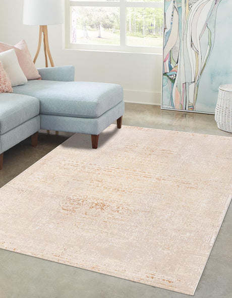 Ivory and Gold 3' 3 x 5' Deepa Rectangle Area Rug 100% Polyester Colorful Modern Contemporary Carpet for Home Decorating Living, Dining, Office & Bedrooms for Sale at Rug Engine