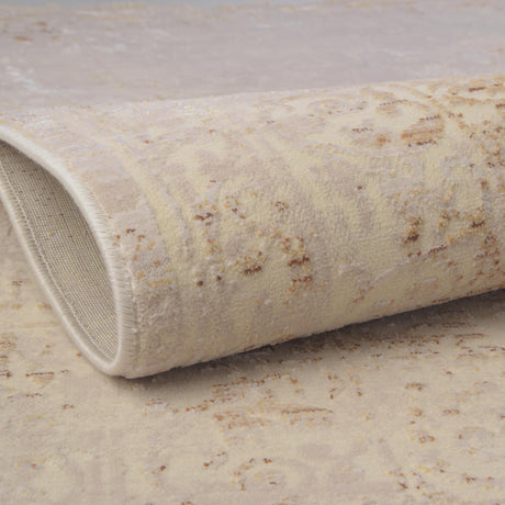 Ivory and Gold 4' x 5' 10 Deepa Rectangle Area Rug 100% Polyester Colorful Modern Contemporary Carpet for Home Decorating Living, Dining, Office & Bedrooms for Sale at Rug Engine