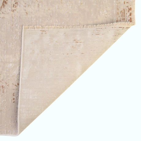 Ivory and Gold 7' 10 x 9' 8 Deepa Rectangle Area Rug 100% Polyester Colorful Modern Contemporary Carpet for Home Decorating Living, Dining, Office & Bedrooms for Sale at Rug Engine