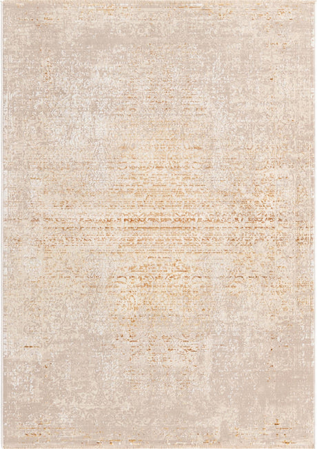 Ivory and Gold 4' x 5' 10 Deepa Rectangle Area Rug 100% Polyester Colorful Modern Contemporary Carpet for Home Decorating Living, Dining, Office & Bedrooms for Sale at Rug Engine